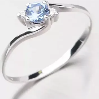 Prsten Dámský prsten bílé zlato 585 zirkon světle modrý modré kameny 356-0106SM velikost 61