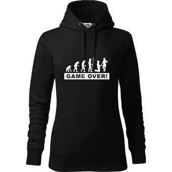 Dámská mikina Game over evoluce - Mikina dámská Cape s kapucí - S ( Černá )
