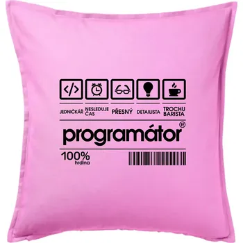 Polštář Čárový kód - programátor - Polštář 50x50 - 50x50 - Pouze potah ( Růžová )
