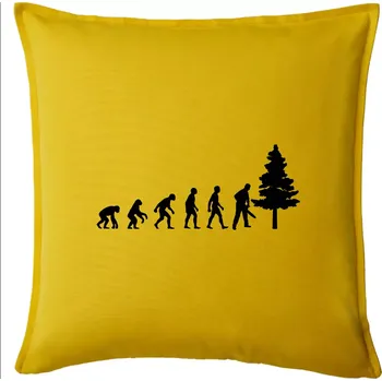 Polštář Evoluce dřevorubec - pila a strom - Polštář 50x50 - 50x50 - Pouze potah ( Žlutá )