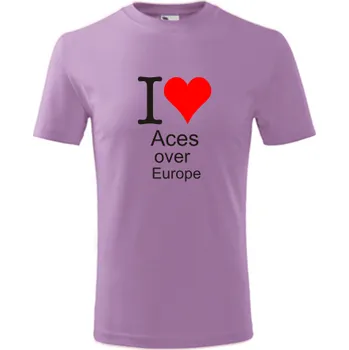 Chlapecké oblečení Fialové dětské tričko I love Aces over Europe - barva fialová - velikost 6let