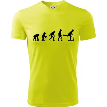 Chlapecké tričko Evoluce koloběh koloběžka - Dětské triko sportovní (dresovina) - 122 cm/6 let ( Neonově žlutá )