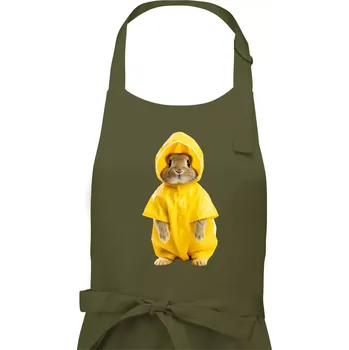 Kuchyňská zástěra Králík v pláštěnce - Pánská zástěra na vaření - Univerzální velikost ( Khaki )