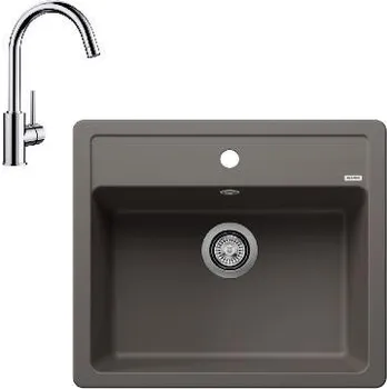 Granitový dřez Blanco - Set dřezu Legra 6 a baterie Mida, šedá vulkán/chrom SET 07-B 25 MIDA sedvu