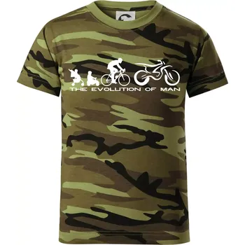 Chlapecké tričko Evolution of man (Enduro) - Dětské maskáčové triko - 122 cm/6 let ( Zelený maskáč )