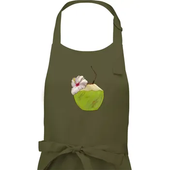 Kuchyňská zástěra Kokosový nápoj - Pánská zástěra na vaření - Univerzální velikost ( Khaki )