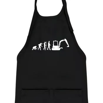 Kuchyňská zástěra Evoluce bagr malý - Dětská zástěra na vaření - Univerzální velikost ( Černá )