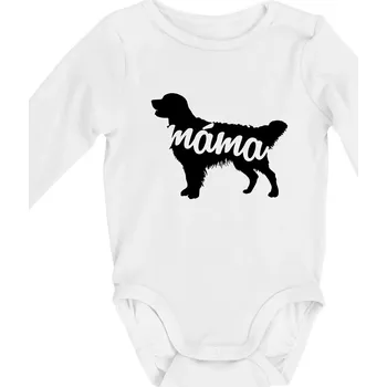 Kojenecký body Zlatý retrívr máma obrys - Body kojenecké s dlouhým rukávem - Dlouhý r. do 3 měs ( Bílá )