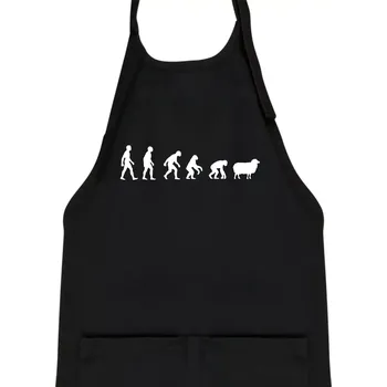 Kuchyňská zástěra Evoluce ovce - Dětská zástěra na vaření - Univerzální velikost ( Černá )