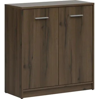 Komoda Dvoudveřová komoda s policí do obývacího pokoje Nepo Plus - Black Red White - BRW Dub Noble x cm