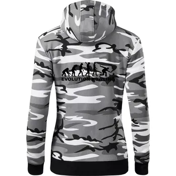 Dámská mikina Evoluce bowling - Dámská mikina trendy zipper s kapucí - XS ( Šedý maskáč )