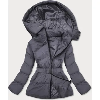 Tmavě šedá dámská prošívaná bunda s opaskem pro přechodné období (23060-5) odstíny šedé L (40)