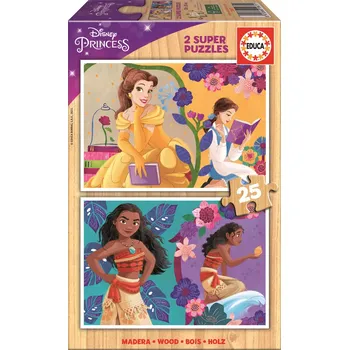 Puzzle Educa dřevěné puzzle Disney princezny 25 dílků