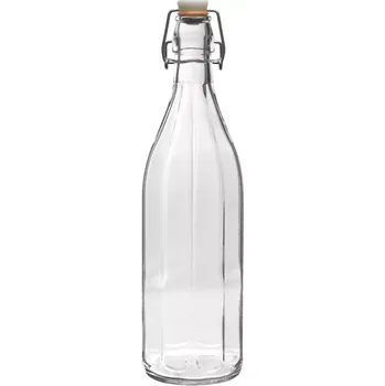 Placatka Láhev na alkohol 1,0l s obloučkovým uzávěrem 10-hranná