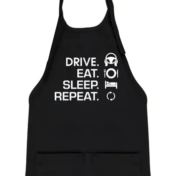Kuchyňská zástěra Drive eat sleep repeat - Dětská zástěra na vaření - Univerzální velikost ( Černá )