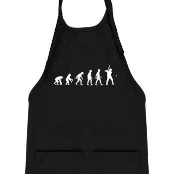 Kuchyňská zástěra Evoluce baseball pálkař nápřah + míček - Dětská zástěra na vaření - Univerzální velikost ( Černá )