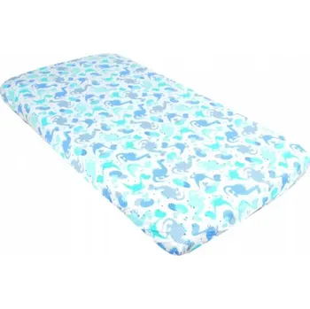 Prostěradlo Baby Nellys Prostěradlo do postýlky Dino modré Bavlna, 120/60 cm