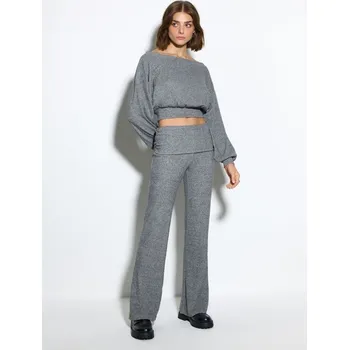 Dámské kalhoty Úpletové kalhoty do zvonu - L - House - tmavošedý - 663GX-90M