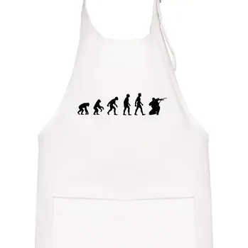 Kuchyňská zástěra Evoluce vojáka - sniper - Dětská zástěra na vaření - Univerzální velikost ( Bílá )