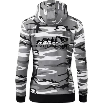 Dámská mikina Evoluce Boards - Dámská mikina trendy zipper s kapucí - L ( Šedý maskáč )