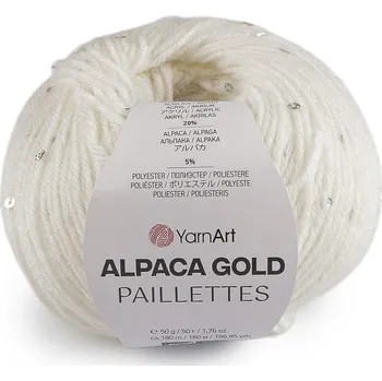 Příze Pletací příze Alpaca Gold s flitry 50 g - 1 (9301) krémová nejsvět.