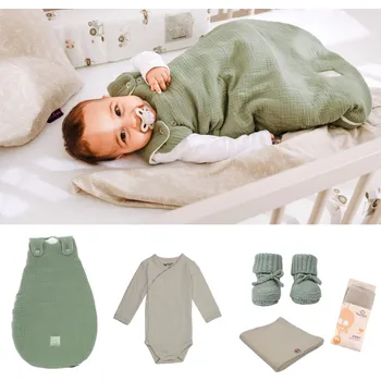 TRÄUMELAND Novorozenecký set do postýlky světle zelený/béžový