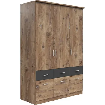 Šatní skříň Šatní skříň Brando 3 - Black Red White - BRW Tmavý dub Flagstaff / Grafit 136x199 cm