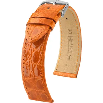 Módní doplněk Kožený řemínek Hirsch Genuine Croco 18900876-2, oranžový, krokodýlí kůže, Quick Release