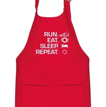 Kuchyňská zástěra Run eat sleep repeat - Dětská zástěra na vaření - Univerzální velikost ( Červená )