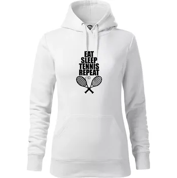 Dámská mikina Eat sleep tennis - Mikina dámská Cape s kapucí - M ( Bílá )