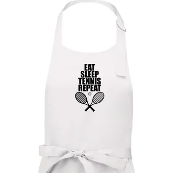 Kuchyňská zástěra Eat sleep tennis - Dámská zástěra na vaření - Univerzální velikost ( Bílá )