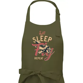 Kuchyňská zástěra Eat Sleep Fly Repeat letadlo - Pánská zástěra na vaření - Univerzální velikost ( Khaki )