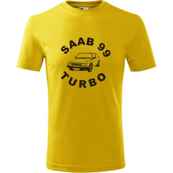 Žluté dětské tričko Saab 99 Turbo - barva žlutá - velikost 10let