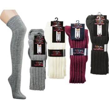 Dámské ponožky Nadkolenky Socks 4 Fun akrylové 2728 černá