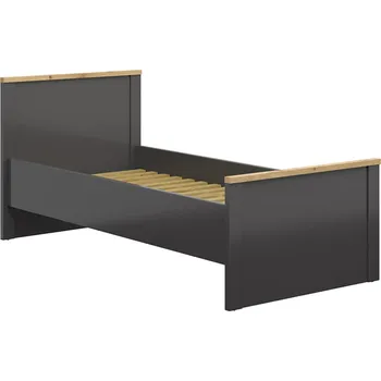 Postel Moderní postel 90 do studentského pokoje Hesen - Black Red White - BRW Grafit / Dub Artisan 100,4x95 cm