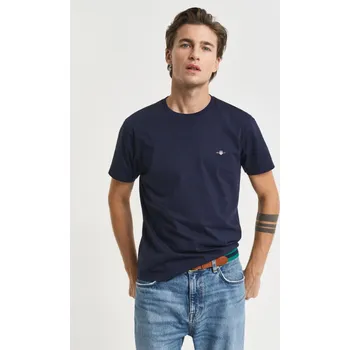 Pánské oblečení TRIČKO GANT SLIM SHIELD SS T-SHIRT EVENING BLUE