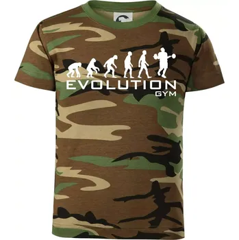 Evoluce Gym - Dětské maskáčové triko - 134 cm/8 let ( Hnědý maskáč )