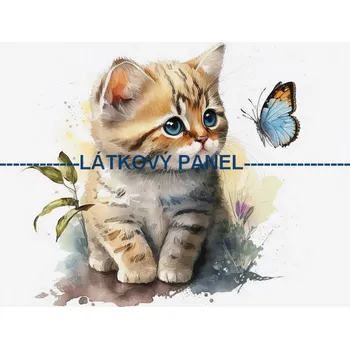 Látkový panel - Kočka - KČ-143 Velikost: 45x45cm, Materiál: Kočárkovina