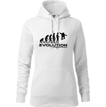 Dámská mikina Evoluce longboard jump - Mikina dámská Cape s kapucí - 2XL ( Bílá )
