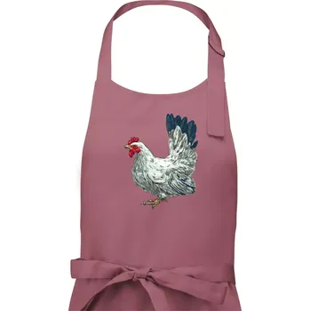 Kuchyňská zástěra Slepice kreslená bílá - Pánská zástěra na vaření - Univerzální velikost ( Starorůžová )
