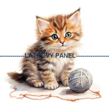 Látkový panel - Kočka - KČ-146 Velikost: 30x30cm, Materiál: Bavlna