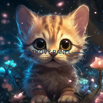 Látkový panel - Kočka - KČ-127 Velikost: 15x15cm, Materiál: Teplákovina nepočesaná