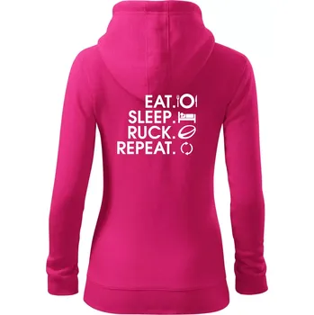 Dámská mikina Eat sleep Rugby - Dámská mikina trendy zipper s kapucí - S ( Purpurová )