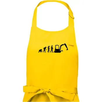 Kuchyňská zástěra Evoluce bagr malý - Dámská zástěra na vaření - Univerzální velikost ( Žlutá )
