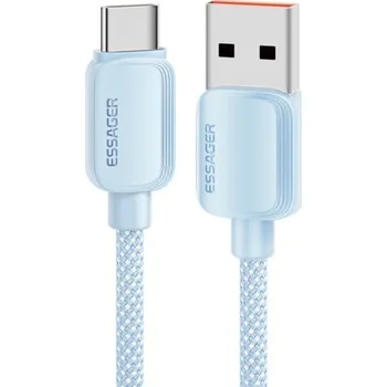 ESSAGER ES-X46 opletený nabíjecí a datový kabel - USB-A na USB-C - 2 m - modrý