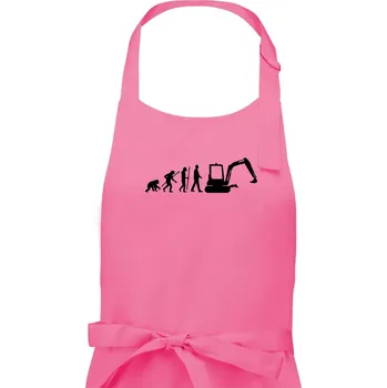 Kuchyňská zástěra Evoluce bagr malý - Pánská zástěra na vaření - Univerzální velikost ( Růžová )