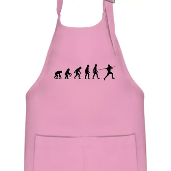 Kuchyňská zástěra Evoluce hod oštěpem - Dětská zástěra na vaření - Univerzální velikost ( Růžová )