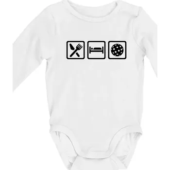 Eat sleep florbal v řadě - Body kojenecké s dlouhým rukávem - Dlouhý r. do 3 měs ( Bílá )