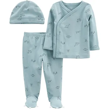 Kojenecké oblečení CARTERS CARTER'S Set 3dílný tričko dl. rukáv, polodupačky, čepice Blue Dino kluk LBB PRO, vel. 46