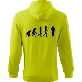 Pánská mikina Evoluce malíř pokojů - Mikina s kapucí na zip trendy zipper - 2XL ( Limetková )
